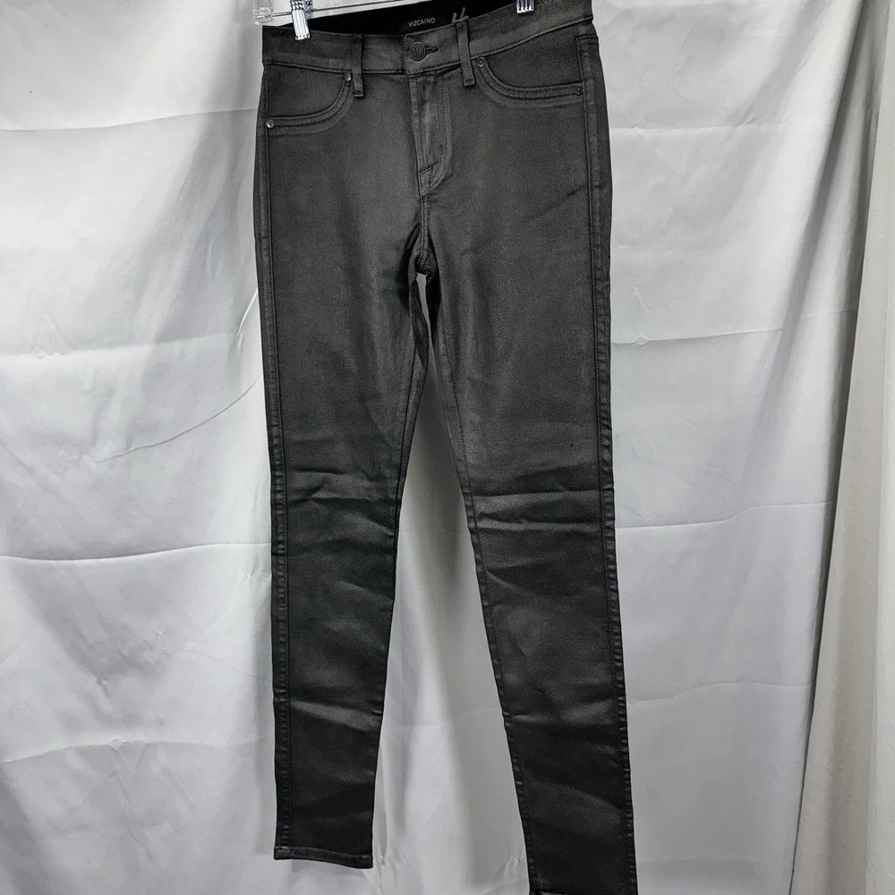 Vizcaino Women Silver/Gray‎ Shimmery Skinny Pants Size 27